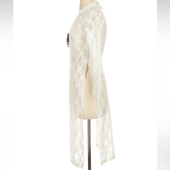 Anthropologie Long-Sleeve Sheer Lace Longline Top Shirt Blouse Size XXS NWT - Picture 7 of 12